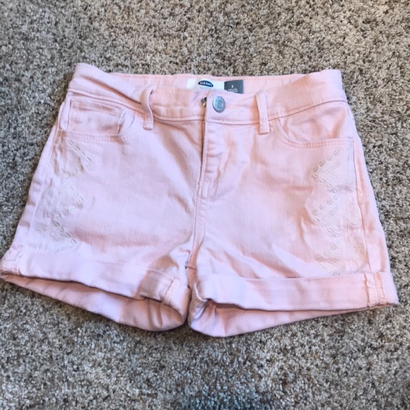 baby pink denim shorts